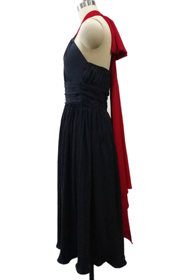 Celebrity Inspired Dark Navy Halter Cocktail Party Dress