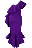 One Shoulder Ruffled Mermaid Party Cocktail Dress