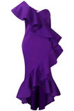 One Shoulder Ruffled Mermaid Party Cocktail Dress