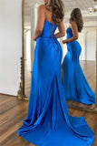 Sexy Royal Blue Corset Strapless Evening Dress Prom Gown