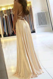 Sexy Spaghetti Straps High Slit Backless Prom Dress
