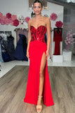 Sexy Strapless High Slit Sparkly Prom Dress