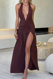 Sexy Open Back Backless Halter Holiday Prom Dress