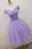 Short Lilac Off Shoulder A-Line Party Homecoming Dress