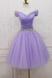 Short Lilac Off Shoulder A-Line Party Homecoming Dress