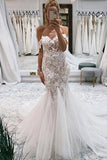 White Vintage Lace Mermaid Off-the-shoulder Wedding Dress