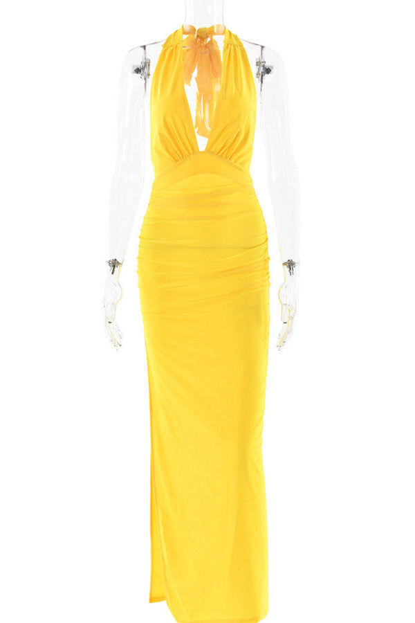 Sexy Backless Halter Evening Gown Prom Dress