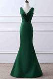 Elegant Dark Green V-neck Mermaid Prom Gown Evening Dress