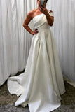 Elegant White One Shoulder Ruffled Prom Wedding Dress