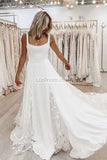 Charming A-Line Square Applique Lace Wedding Dress Dresses