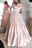 Pearl Pink Rhinestone Off Shoulder Prom Gown Evening Dress