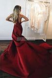 Gorgeous Burgundy Mermaid Sweetheart Ruffled Evening Prom Gown Dresses