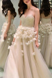 Charming Sweetheart Champagne A-Line Prom Wedding Gown
