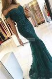 Burgundy Off-The-Shoulder Mermaid Lace Beaded Prom Dress Dresses
