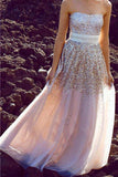 Chic Sparkly Strapless A-line Princess Long Prom Dress