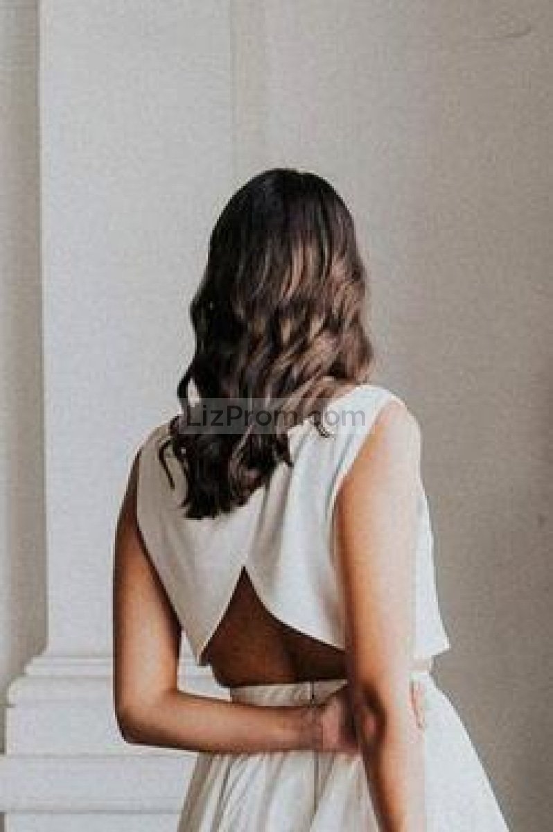 Simple Two Pieces A-Line Sleeveless Slit Long Wedding Dress Dresses