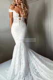 Popular Sexy White Lace Off Shoulder Mermaid Long Wedding Dress Dresses