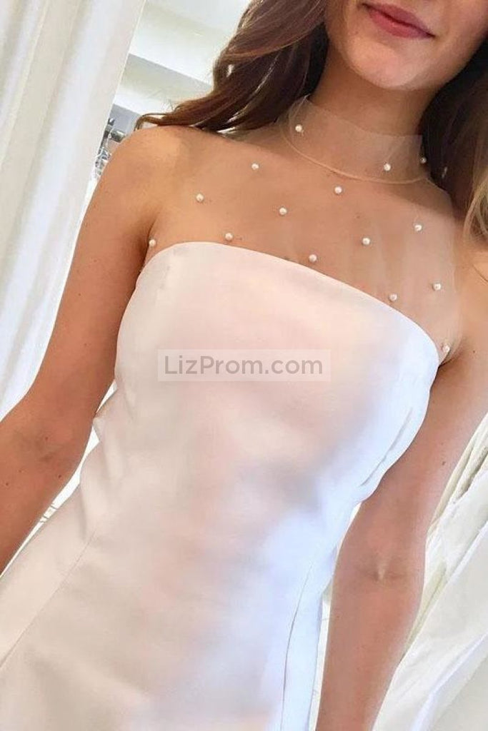 Special A-Line Sleeveless Tulle Beaded Covered Button Wedding Dress Dresses