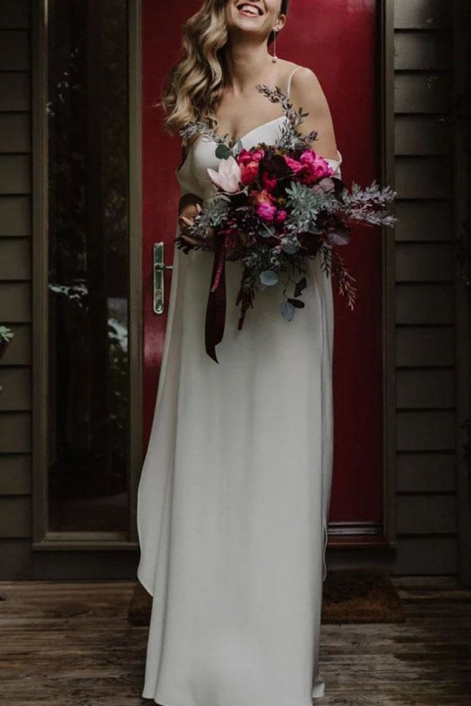 Charming White Long Sleeves Off Shoulder Open Back Wedding Dress Dresses