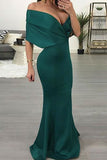 Sexy Hunter Off Shoulder V-neck Mermaid Evening Prom Dress