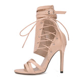 Sexy Open Toe Stiletto Heels With Zipper - Mislish