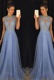 A-line Applique Sleeveless Cut Out Prom Dress