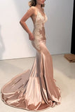Backless Sexy V-neck Spaghetti Straps Mermaid Prom Dress