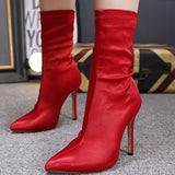 Black Pointed Toe High Stiletto Heels Boots - Mislish