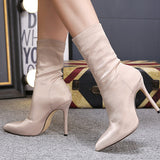 Black Pointed Toe High Stiletto Heels Boots - Mislish