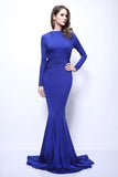Royal Blue Mermaid Long Prom Dress With Long Sleeves
