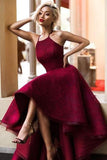 Burgundy Chic High Low Sleeveless Prom Dress