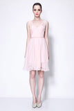 Pearl Pink A-line Backless Homecoming Party Cocktail Short Dress