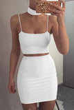 Chic White Two Piece Party Homecoming Dress
