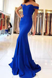 Royal Blue Off-the-Shoulder Mermaid Evening Dress Long Prom Gown