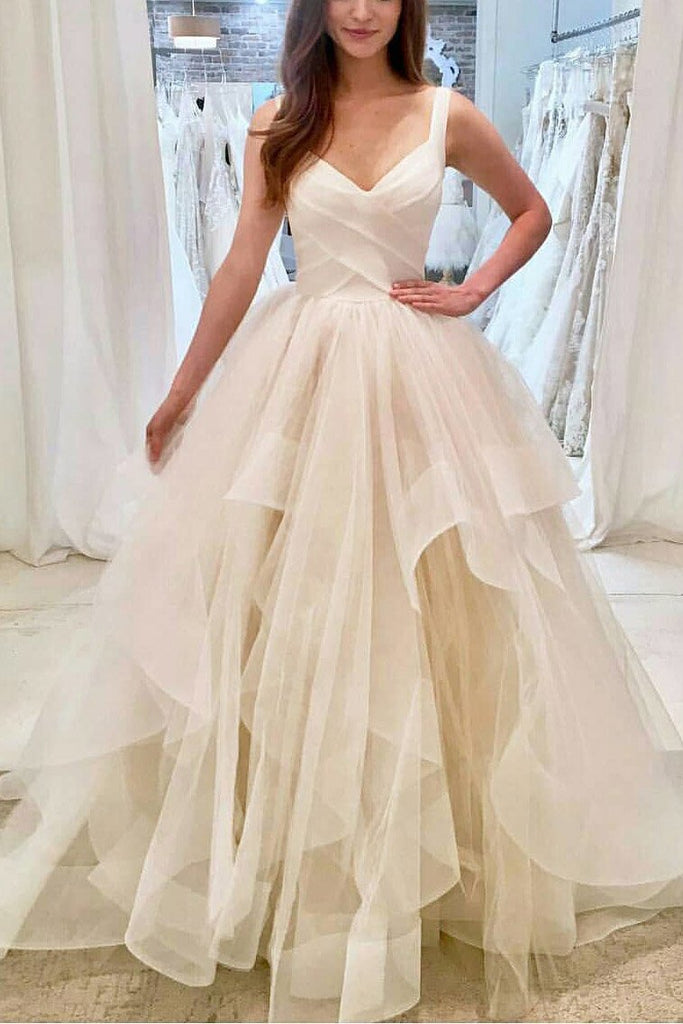 Elegant Iovry V-neck Sleeveless Ruffled Ball Gown