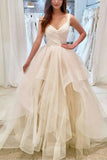 Elegant Iovry V-neck Sleeveless Ruffled Ball Gown