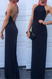 Dark Navy Criss Cross Straps Sheath Backless Prom Dress