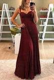 Gorgeous Burgundy Sweetheart Pleated Prom Dress