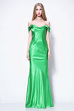 Green Off-the-Shoulder Evening Prom Dress