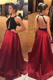 Two Tones Backless Cut Out A-line Prom Dress