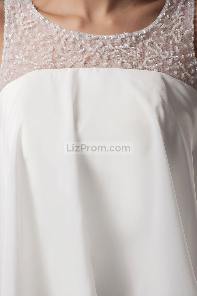 Ivory Beaded High Low Ruffle Prom Dress Dresses