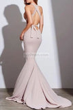 Ivory Mermaid V-Neck Lace Up Sleeveless Ruffled Evening Prom Dress Dresses