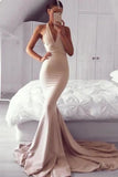 Mermaid  Deep V-Neck Sleeveless Evening Prom Dress