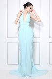 Light Sky Blue Sexy Cut Out Prom Dress Evening Gown