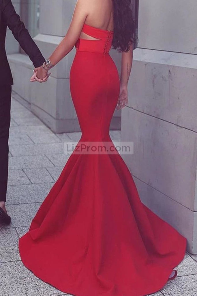 Red Mermaid Two Pieces Sweetheart Long Prom Dress Dresses
