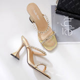 Open Toe High Ankle Strap Rhinestone Women Sandals