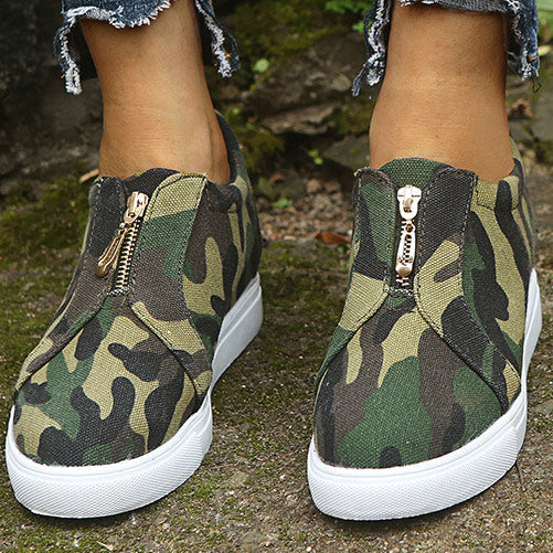 Patent Leather Zipper Decor Flats - Mislish