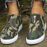 Patent Leather Zipper Decor Flats - Mislish