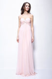Chic Pearl Pink Strapless Bridesmaid Prom Dress