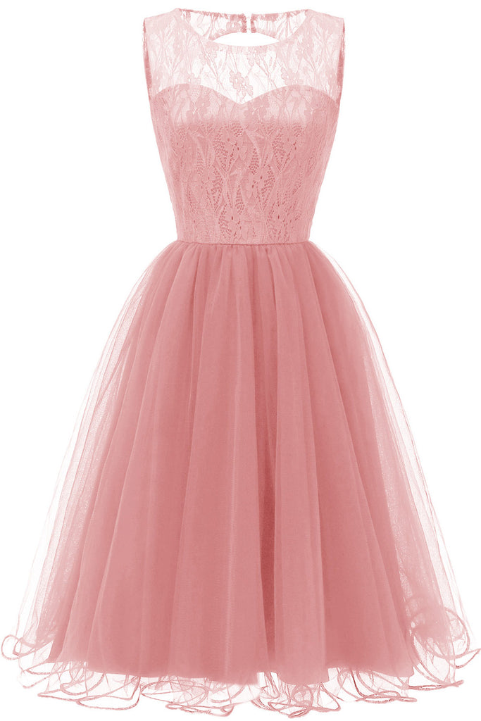 Dark Navy Sleeveless Tulle A-Line Homecoming Party Dress